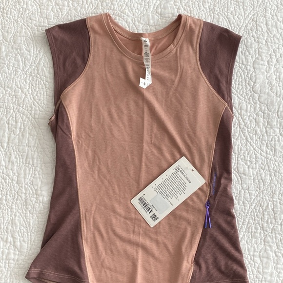 lululemon Cap Sleeve Hiking Top Pink Clay/Dark Oxide Size 4 NWT - Picture 7 of 8